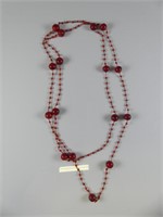 DECORATIVE RED BEADED NECKLACE