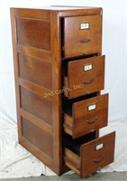 Vtg Oak Wood 4 Drawer Office File Cabinets