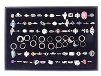 LARGE COLLECTION OF STERLING SILVER RINGS