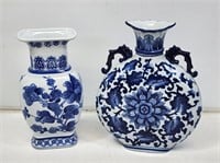 2 Blue and White China Vases