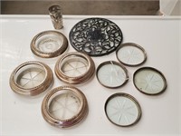 EL- Sterling Silver Overlay And Coasters