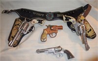 Flat of toy cap guns to include: (2) Hubley