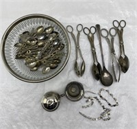 Silver plated collection and glass bowl/ and