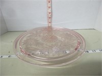 FOOTED DEPRESSION GLASS CAKE PLATE