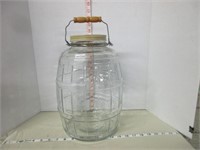 LARGE PICKLE JAR WITH WOODEN HANDLE