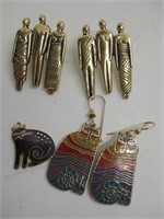 Vtg Laurel Burch Earrings & Pendant