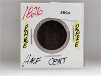 Rare 1826 Half One Cent