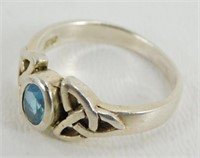 Sterling Silver Celtic Design Aquamarine Color