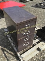 BROWN TWO DRAWER METAL FILE CABINET