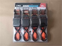 4 PACK HAUL MASTER RATCHET STRAPS 400# LOAD