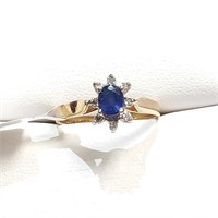 $1400 10K  Sapphire(0.4ct) Diamond(0.06ct) Ring