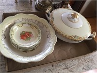 Fruit Patterned Dishes & Dish W/ Lid