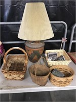 Baskets and lamp