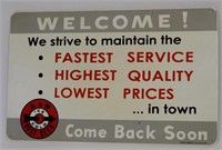 A & W WELCOME BACK S/S PAINTED METAL SIGN