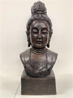 Oriental Goddess Bust 26" x 11" Bronze Tone