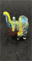 Glass pipe light blue and yellow elephant (living