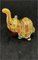 Glass pipe red and yellow striped elephant