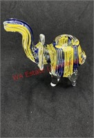 Glass pipe yellow and blue striped elephant