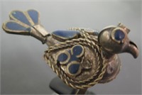 Peacock Form Blue Stone Inlay Ring