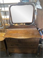 Antique Dresser w/ Mirror & Casters #1