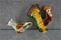 Hand Painted Ceramic Rooster & Duck Creamer