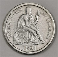 1891 Seated Liberty Dime