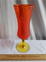 Vintage Orange Glass Vase 11" H