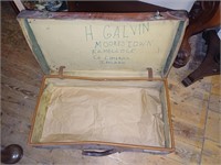 Vintage Leather Suitcase with Initials "MG"