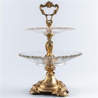FRENCH ORMOLU TWO-TIER SERVING TRAY