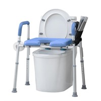 Raised Toilet Seat with Armrests and Padded