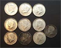 10 - 1964 Kennedy Half Dollars - 90% Silver