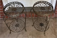 Pair of Gold Toned Metal Plant Stands