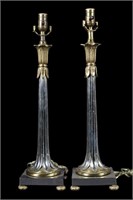 PAIR BRASS  AND CHROME TYNDALE LAMPS