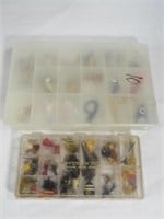 (2) DIVIDED PLASTIC BOXES FULL OF SMALL LURES: