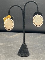 Sterling silver oval clip on earrings