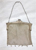 German silver mesh purse, 7 1/2"