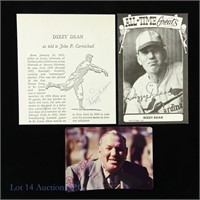 Dizzy Dean Signed TCMA Card / Photo & Article (3)