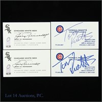 Thomas Ricketts Jerry Reinsdorf Signed Cards (4)