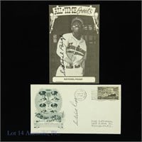 Satchel Paige Signed TCMA Postcard & 1st Day Issue