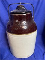 Crock Stoneware Canning Jar w Lid 11"