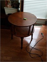 Round 2 tier cherry end table
