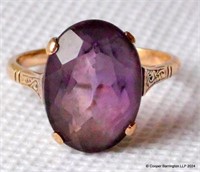 Vintage 9ct Gold Oval Cut 6ct Amethyst  Dress Ring