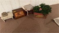 BREAD BOX, CAST BOOKENDS, STEP, AND GREENERY