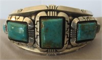 Heavy sterling silver and turquoise cuff