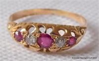 Victorian 18ct Yellow Gold Diamond and Ruby Ring