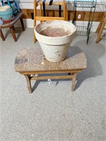 wooden table w/ flower pot