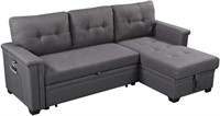 Lilola Home Ashlyn Gray Sleeper Sectional Sofa