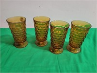 Vintage Cubist Amber Glass Goblets