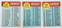 1963 TOPPS SERIES 1,2,3 CHECKLIST CARDS 79,102,191