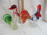 (2) Glass roosters